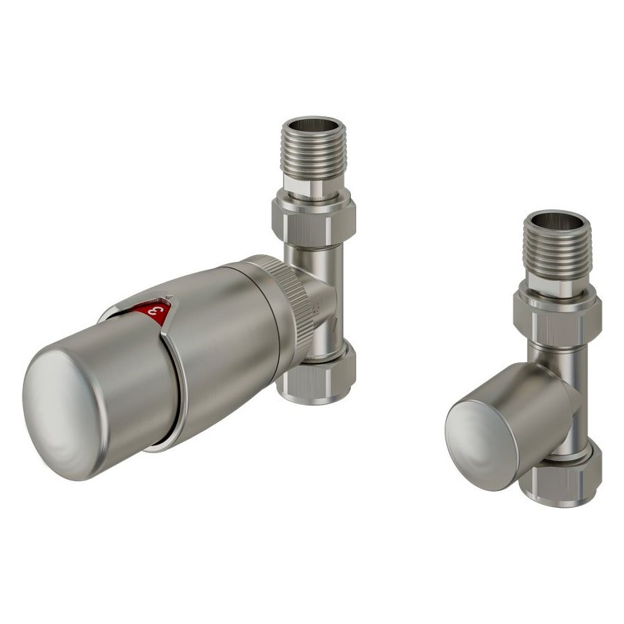 15mm Straight Thermostatic Radiator Valve and Lockshield Valve