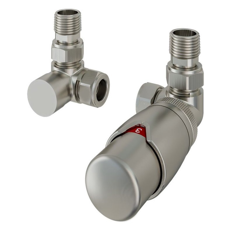 15mm Corner Thermostatic Radiator Valve and Lockshield Valve