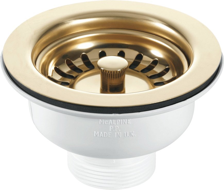 1½" Basket Strainer Waste - Stemball Plug (Gold)