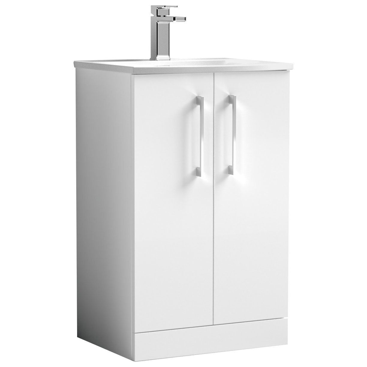 Arno 500mm Floor Standing 2-Door Vanity Unit & Curved Ceramic Basin