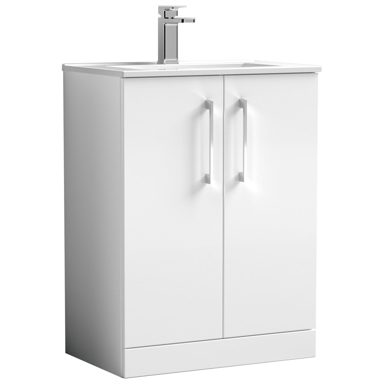Arno 600mm Floor Standing 2-Door Vanity Unit & Minimalist Ceramic Basin