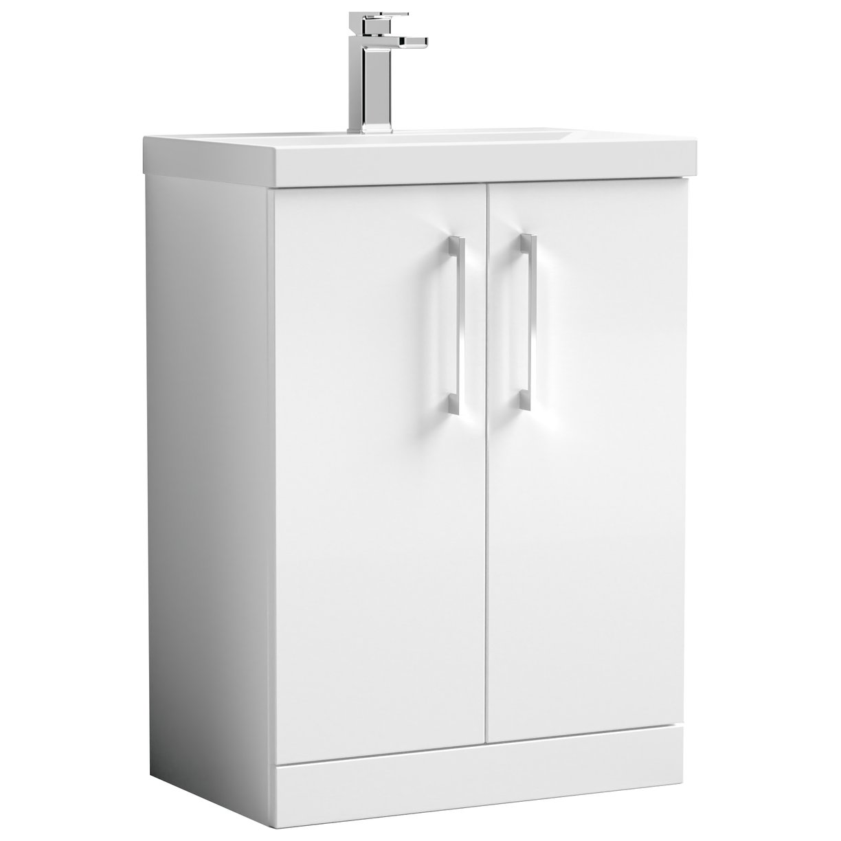 Arno 600mm Floor Standing 2-Door Vanity Unit & Thin-Edge Ceramic Basin