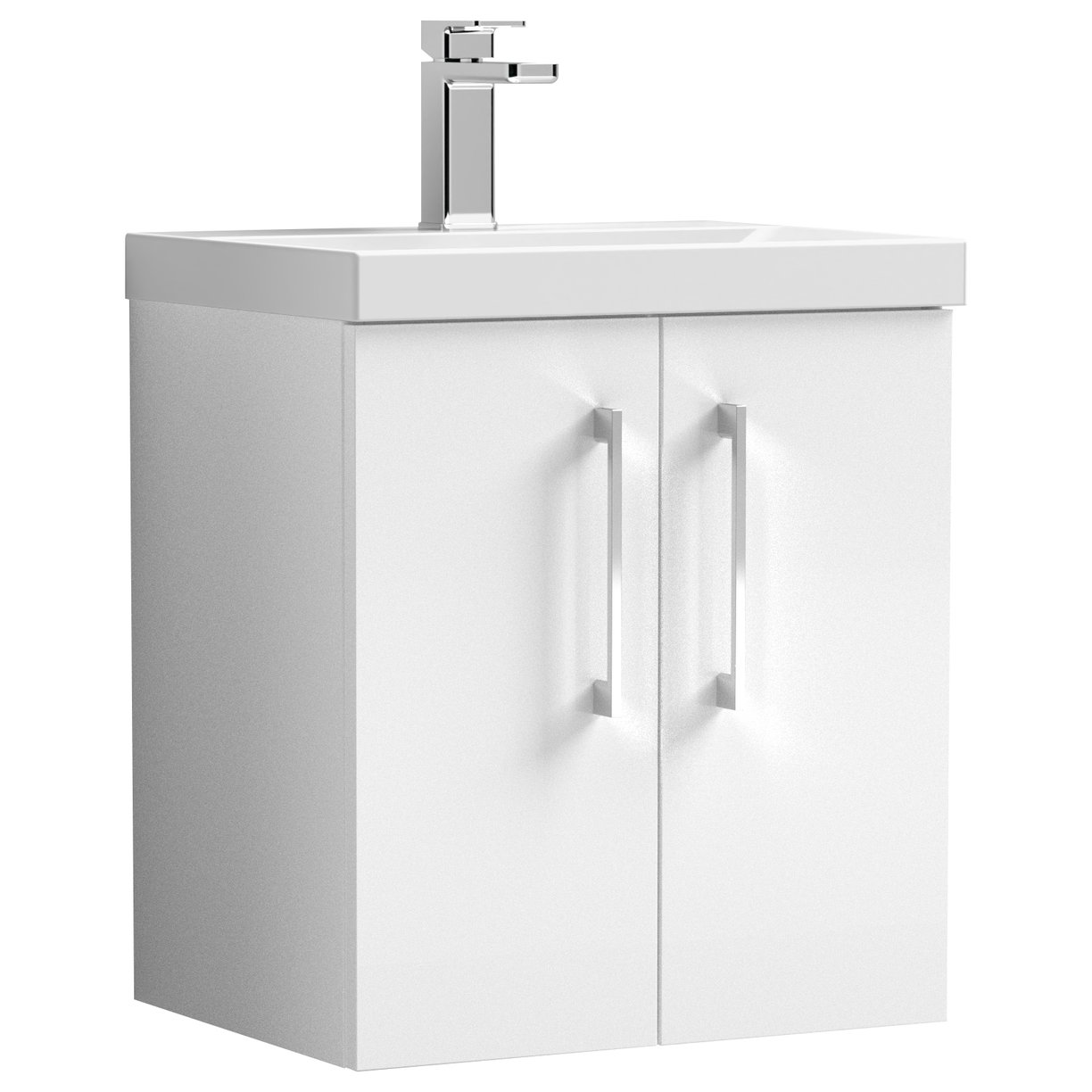 Arno 500mm Wall Hung 2-Door Vanity Unit & Thin-Edge Ceramic Basin
