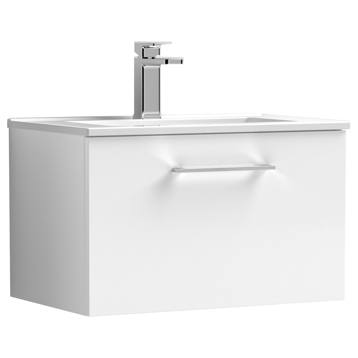 Arno 600mm Wall Hung 1-Drawer Vanity Unit & Minimalist Ceramic Basin