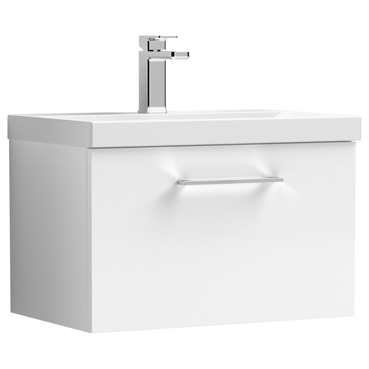 Arno 600mm Wall Hung 1-Drawer Vanity Unit & Thin-Edge Ceramic Basin