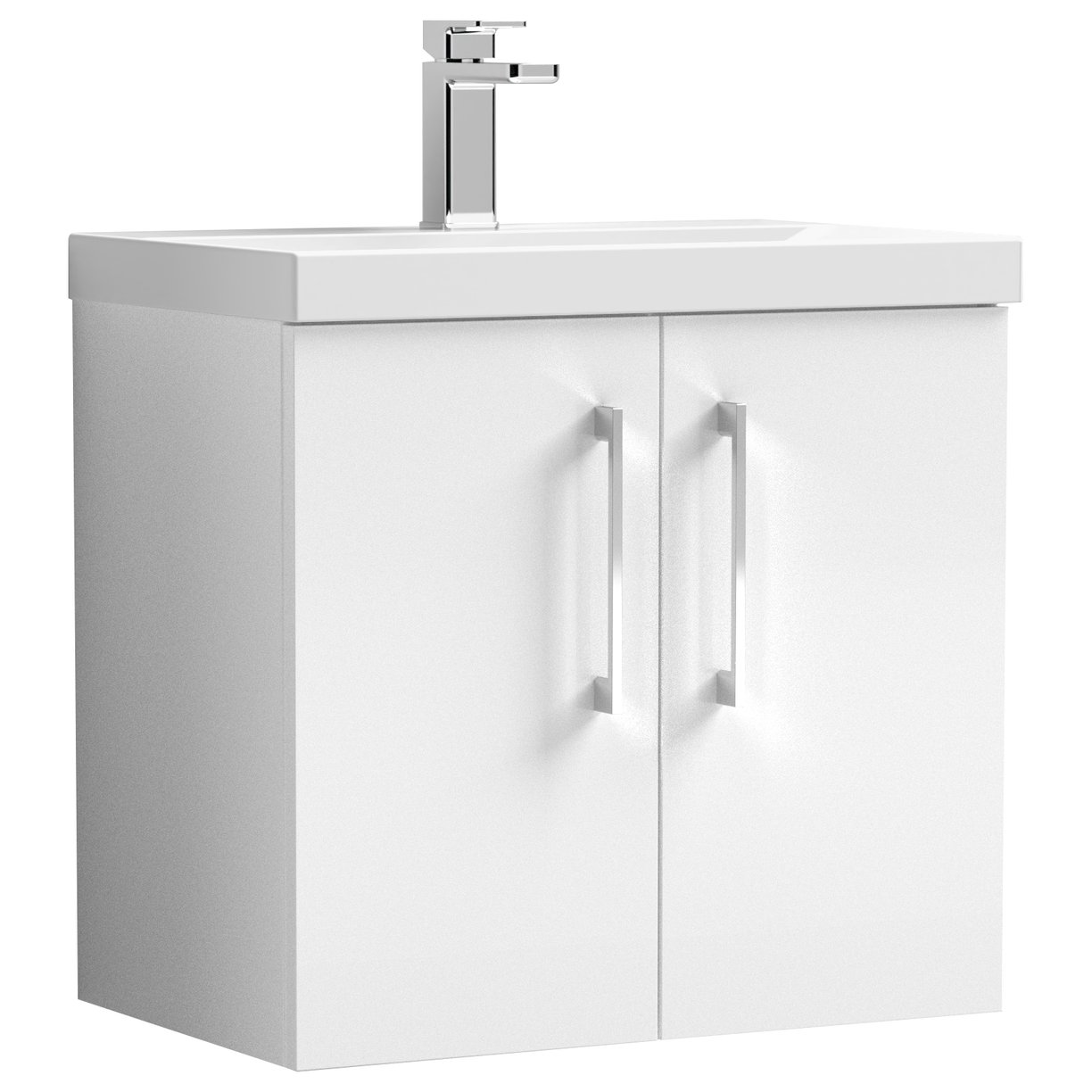 Arno 600mm Wall Hung 2-Door Vanity Unit & Mid-Edge Ceramic Basin