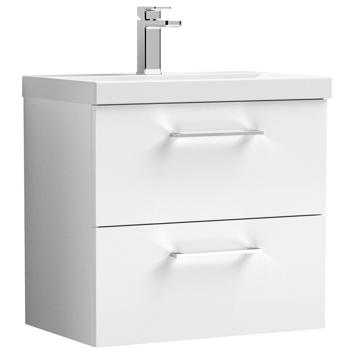 Arno 600mm Wall Hung 2-Drawer Vanity Unit & Mid-Edge Ceramic Basin