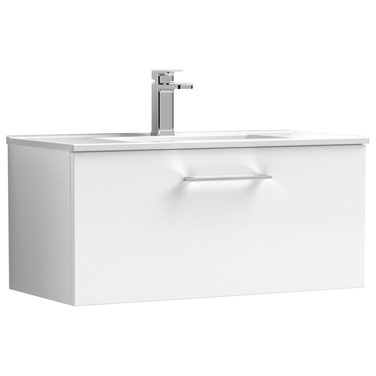 Arno 800mm Wall Hung 1-Drawer Vanity Unit & Minimalist Ceramic Basin