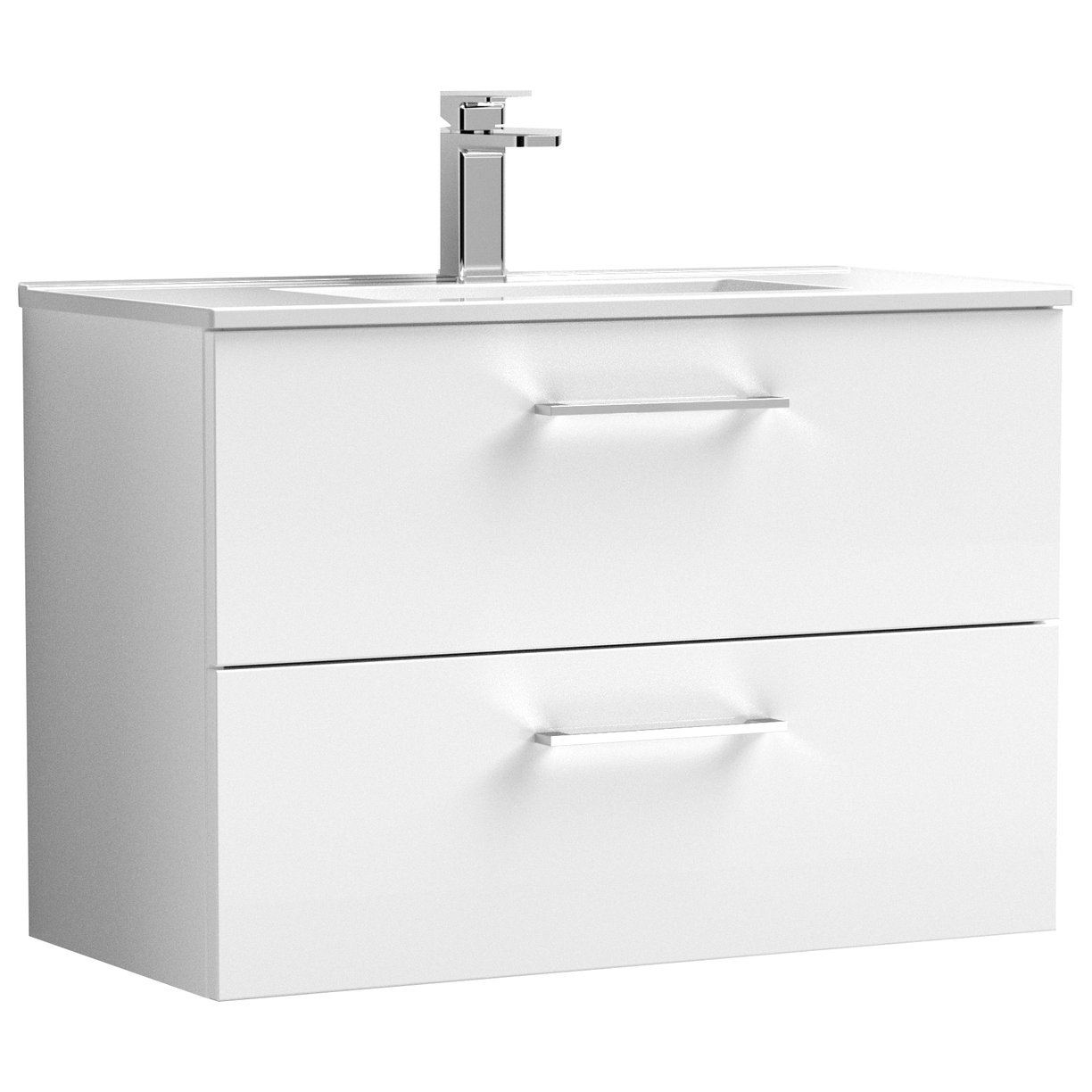 Arno 800mm Wall Hung 2-Drawer Vanity Unit & Minimalist Ceramic Basin