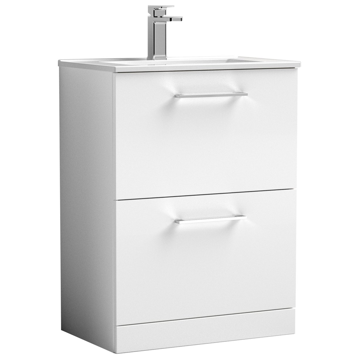 Arno 600mm Floor Standing 2-Drawer Vanity Unit & Minimalist Ceramic Basin