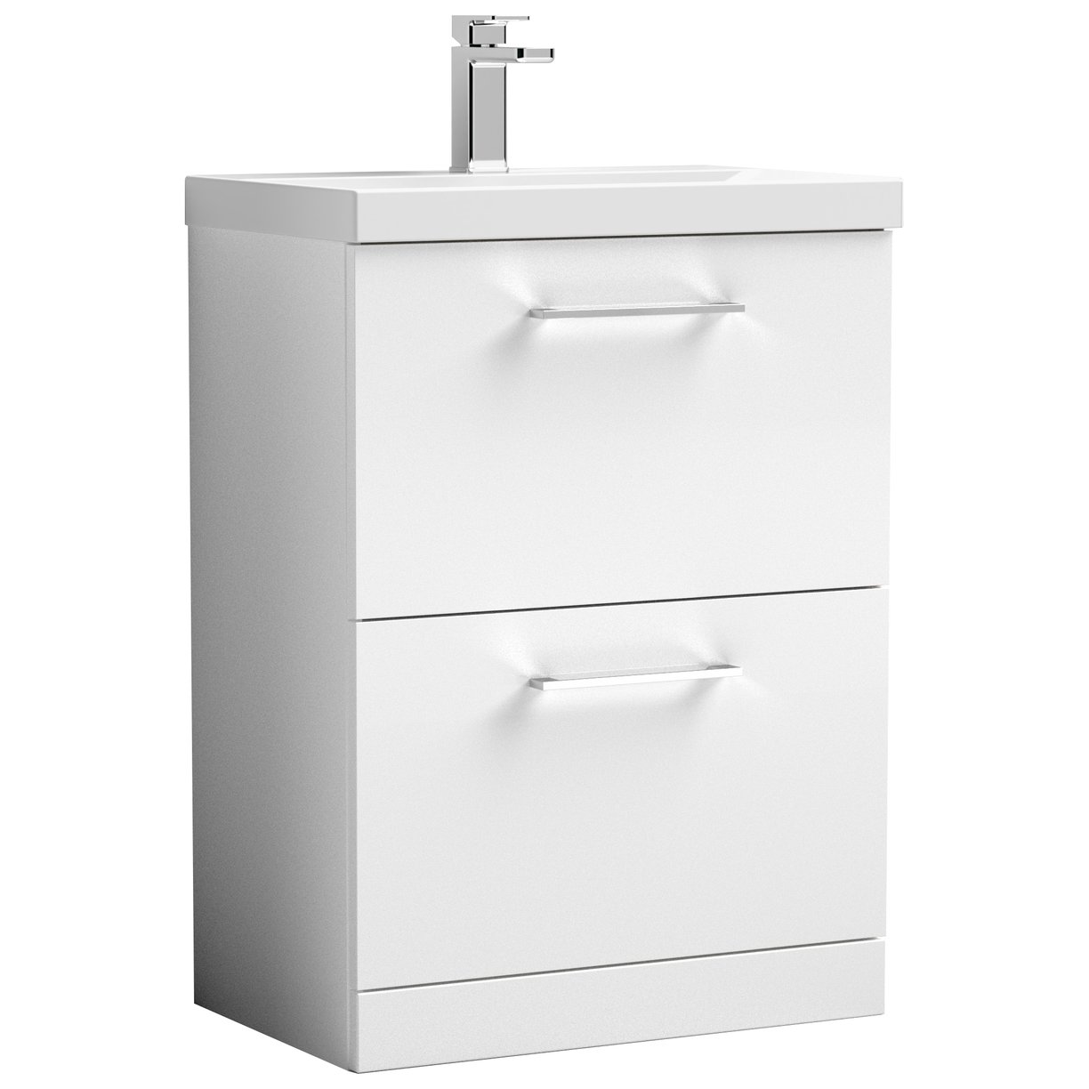 Arno 600mm Floor Standing 2-Drawer Vanity Unit & Thin-Edge Ceramic Basin