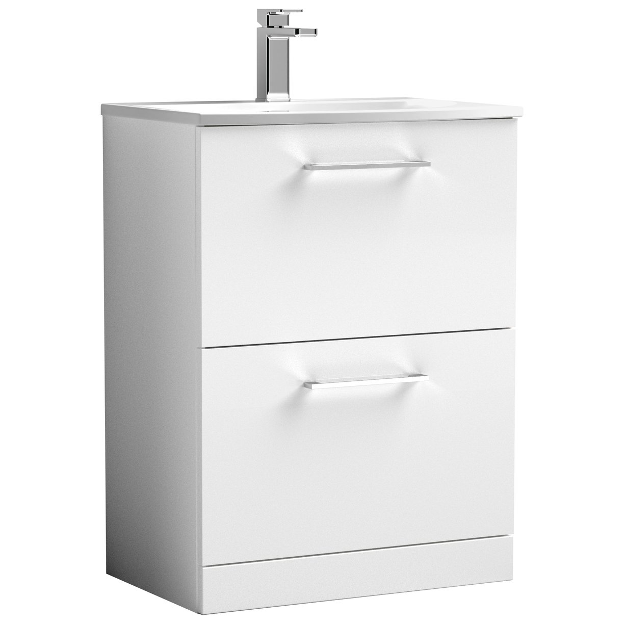 Arno 600mm Floor Standing 2-Drawer Vanity Unit & Curved Ceramic Basin