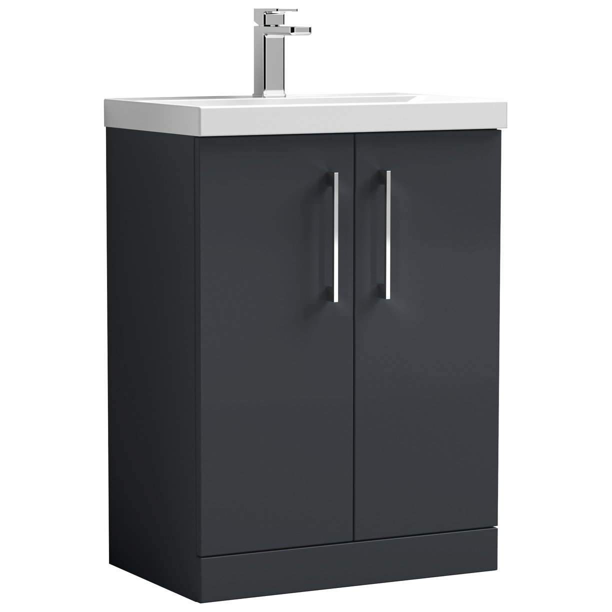 Arno 600mm Floor Standing 2-Door Vanity Unit & Mid-Edge Ceramic Basin