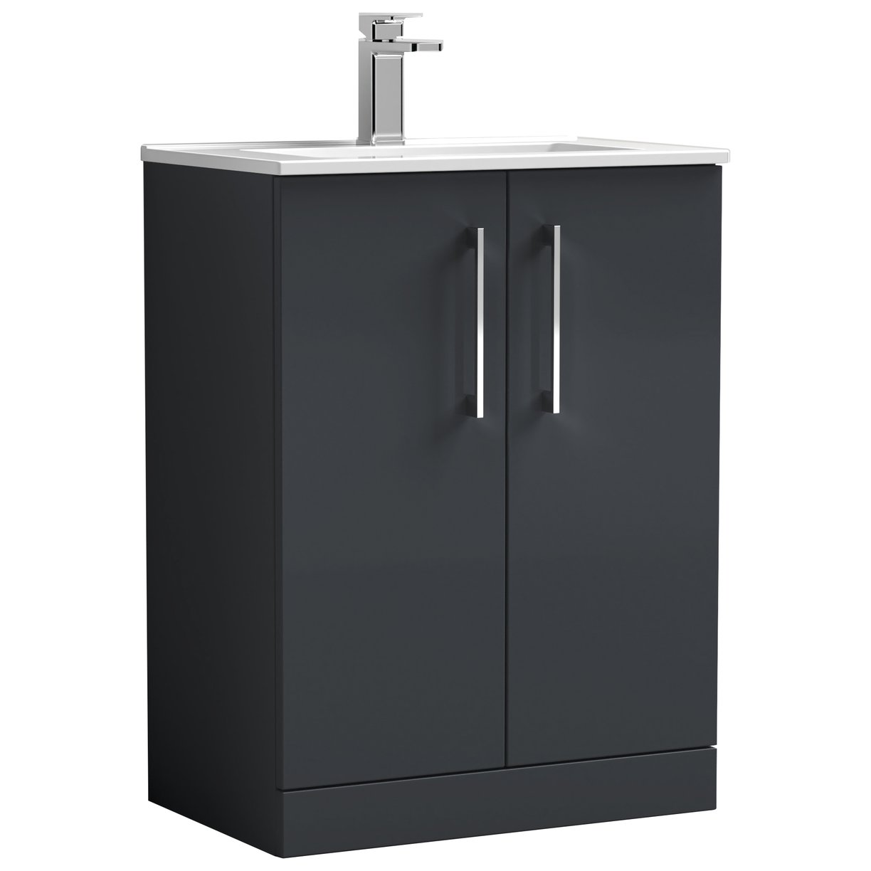 Arno 600mm Floor Standing 2-Door Vanity Unit & Minimalist Ceramic Basin