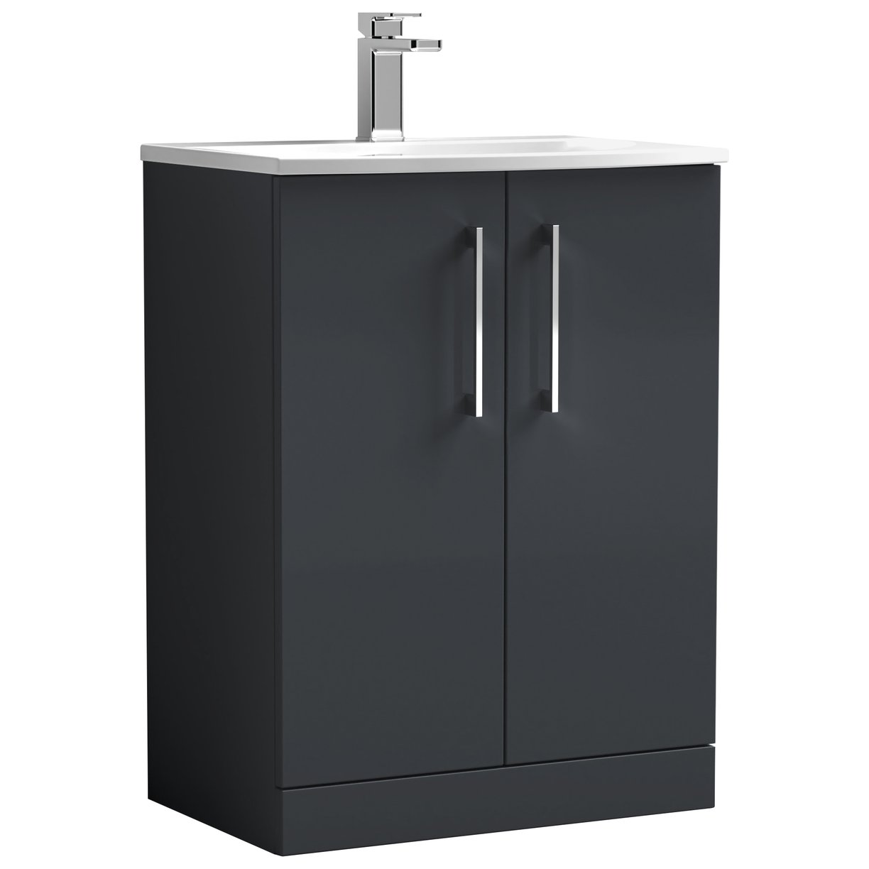 Arno 600mm Floor Standing 2-Door Vanity Unit & Curved Ceramic Basin