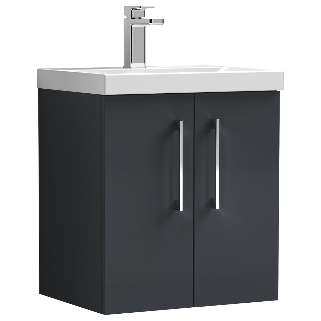 Arno 500mm Wall Hung 2-Door Vanity Unit & Mid-Edge Ceramic Basin