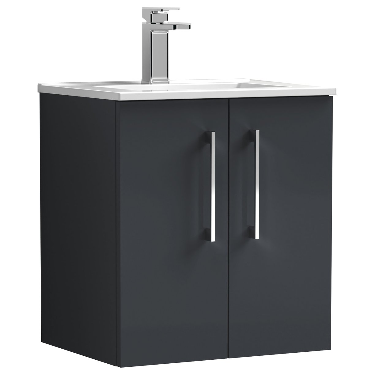 Arno 500mm Wall Hung 2-Door Vanity Unit & Minimalist Ceramic Basin