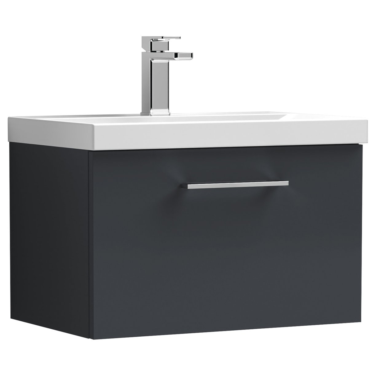Arno 600mm Wall Hung 1-Drawer Vanity Unit & Mid-Edge Ceramic Basin