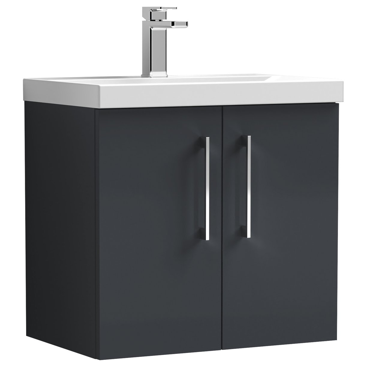 Arno 600mm Wall Hung 2-Door Vanity Unit & Mid-Edge Ceramic Basin