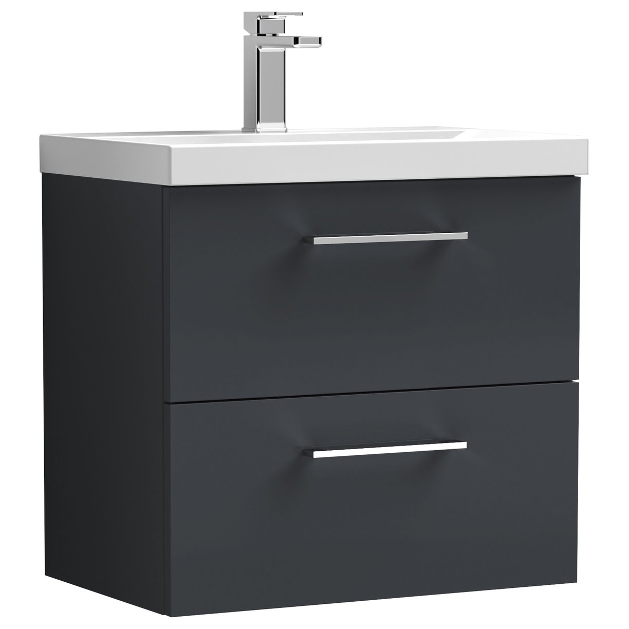 Arno 600mm Wall Hung 2-Drawer Vanity Unit & Thin-Edge Ceramic Basin