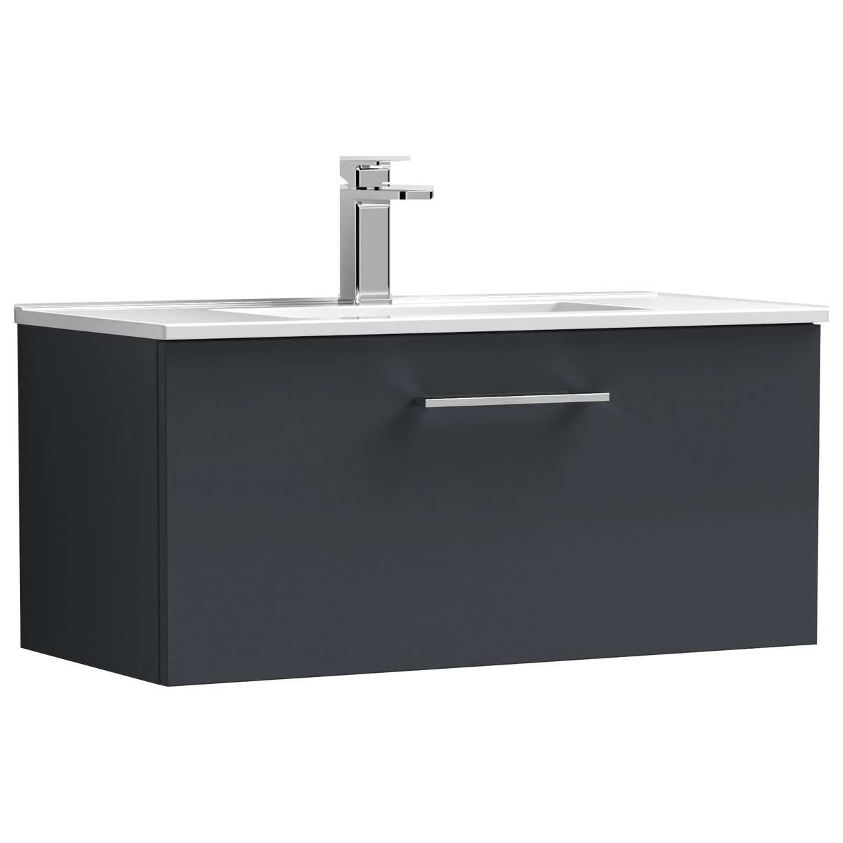 Arno 800mm Wall Hung 1-Drawer Vanity Unit & Minimalist Ceramic Basin