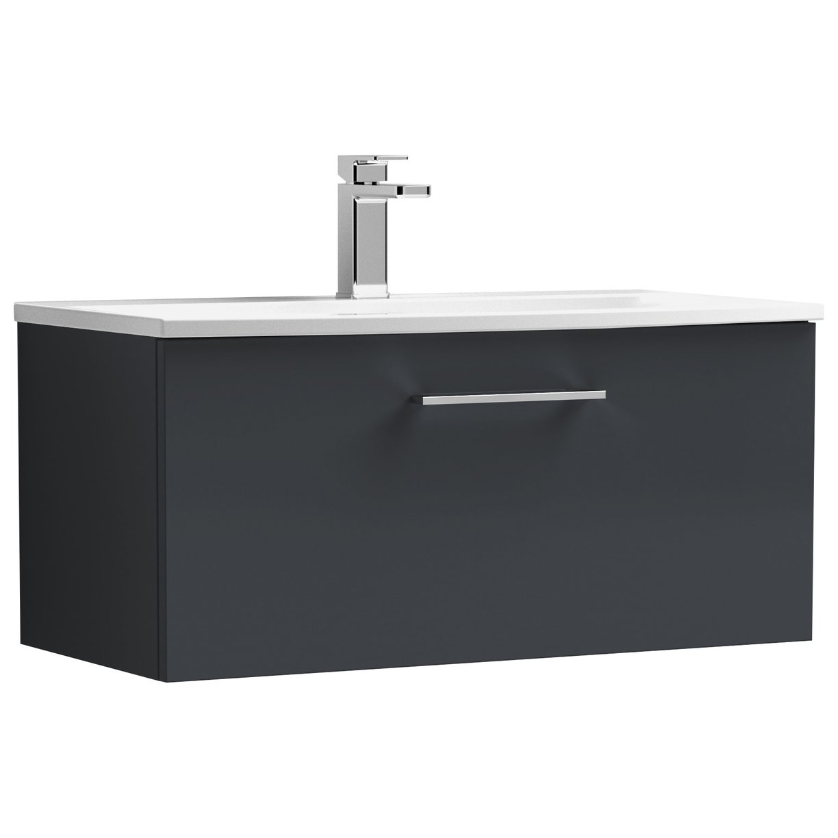 Arno 800mm Wall Hung 1-Drawer Vanity Unit & Curved Ceramic Basin