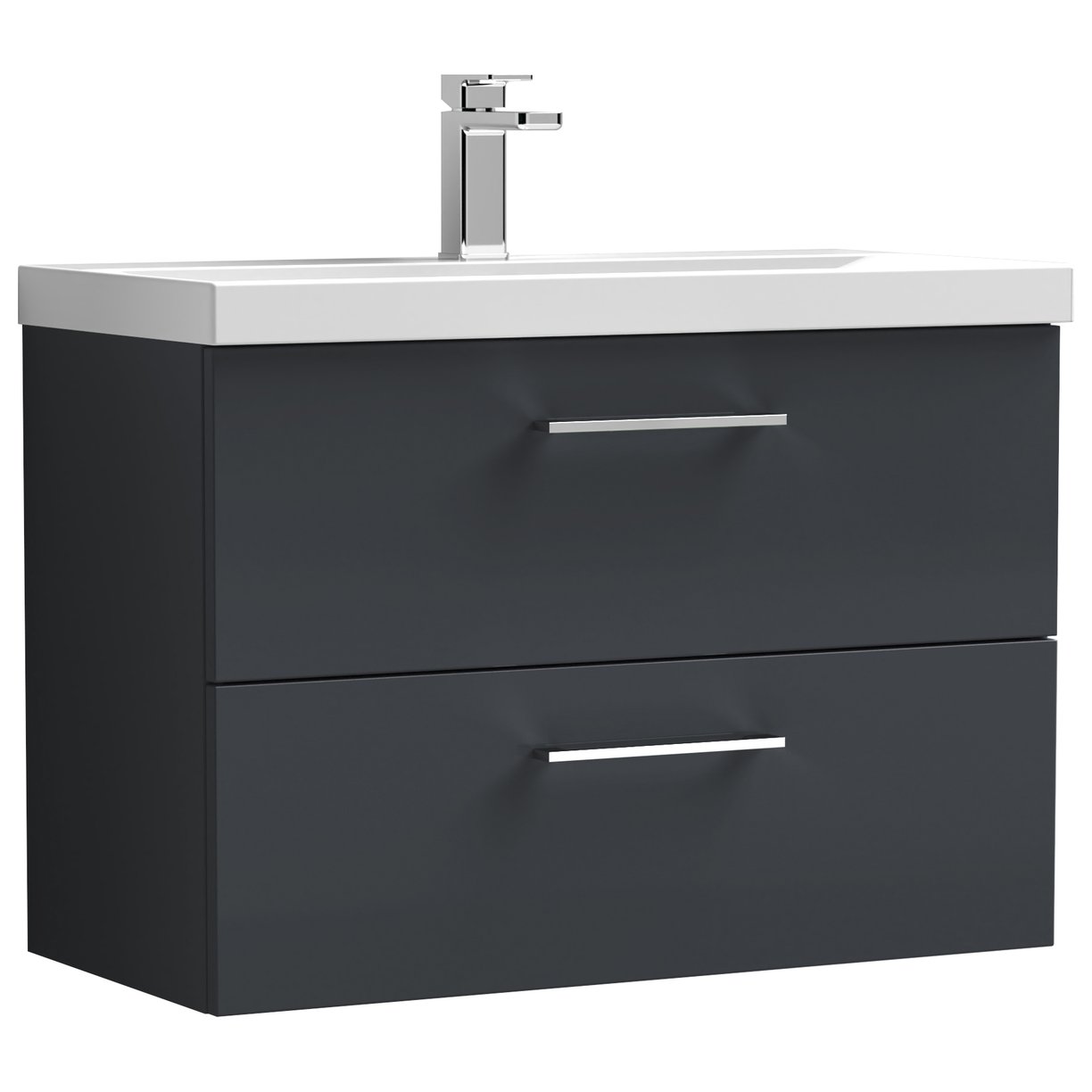 Arno 800mm Wall Hung 2-Drawer Vanity Unit & Mid-Edge Ceramic Basin