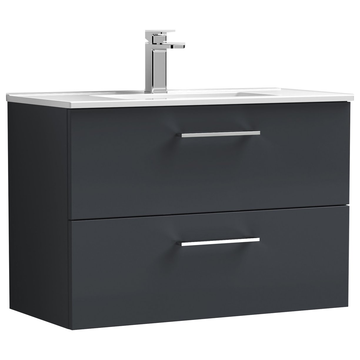 Arno 800mm Wall Hung 2-Drawer Vanity Unit & Minimalist Ceramic Basin