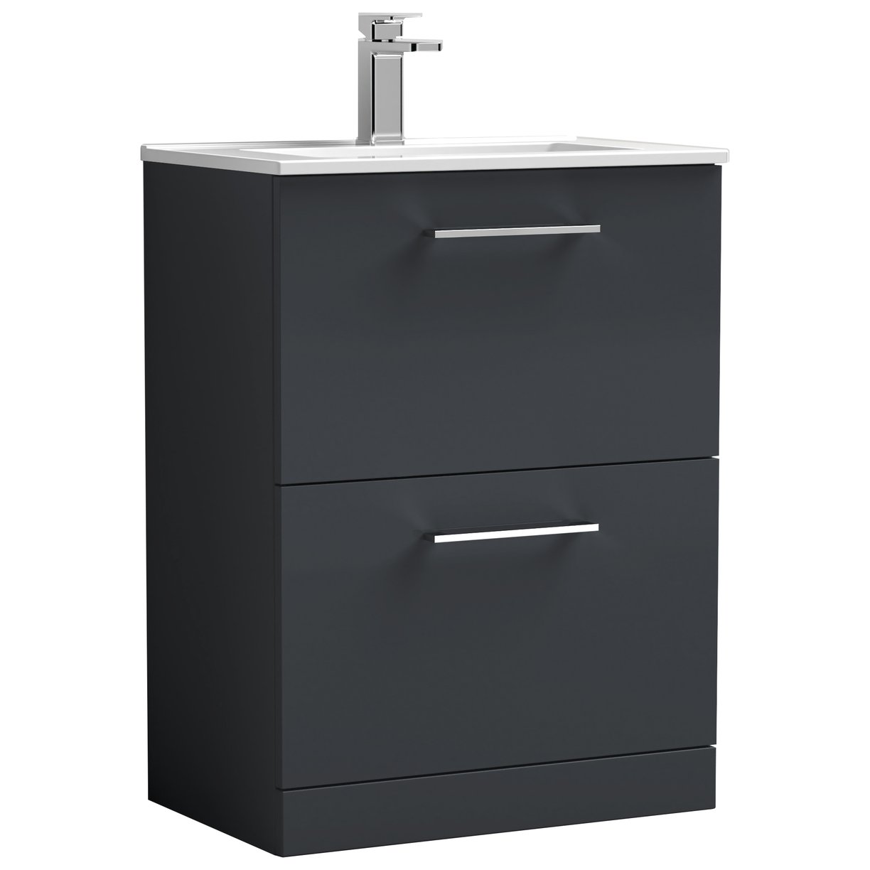 Arno 600mm Floor Standing 2-Drawer Vanity Unit & Minimalist Ceramic Basin