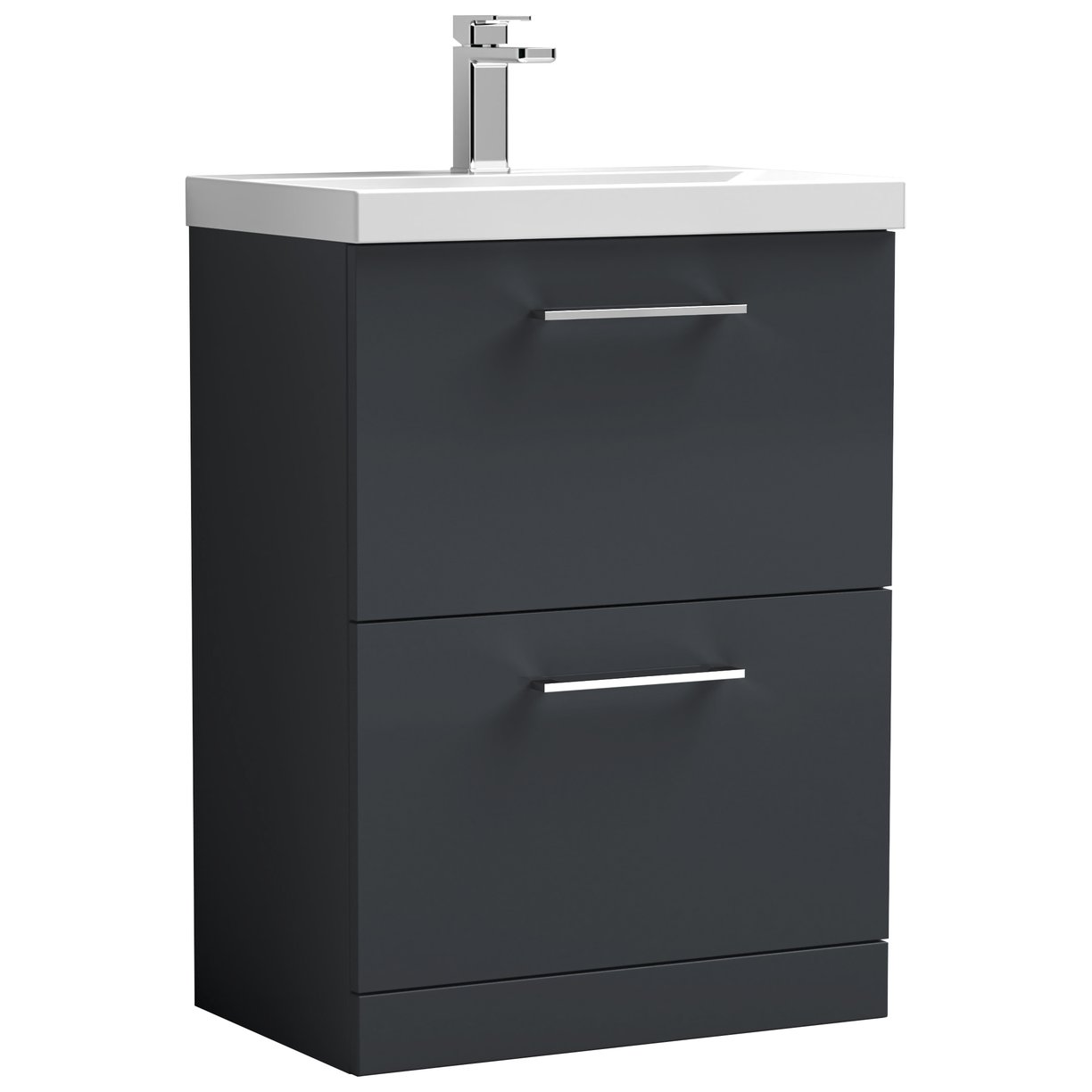 Arno 600mm Floor Standing 2-Drawer Vanity Unit & Thin-Edge Ceramic Basin