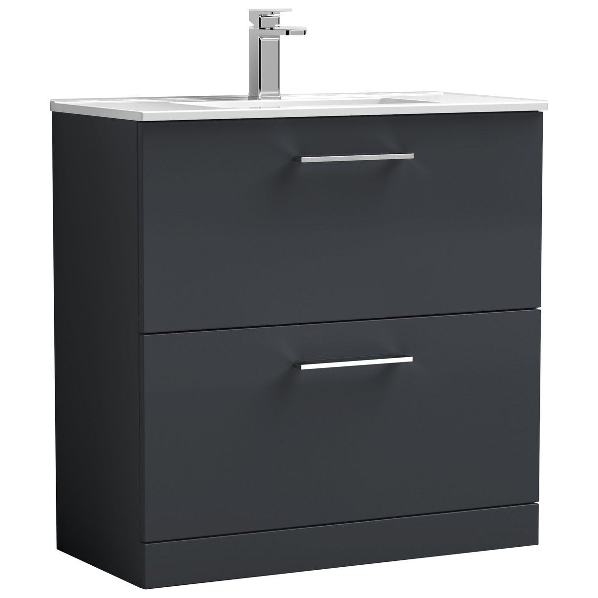 Arno 800mm Floor Standing 2-Drawer Vanity Unit & Minimalist Ceramic Basin