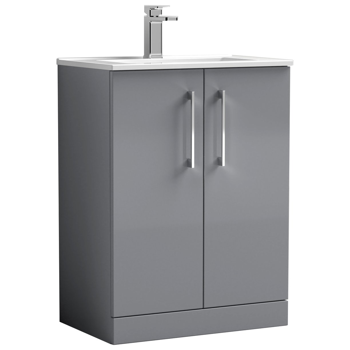 Arno 600mm Floor Standing 2-Door Vanity Unit & Minimalist Ceramic Basin