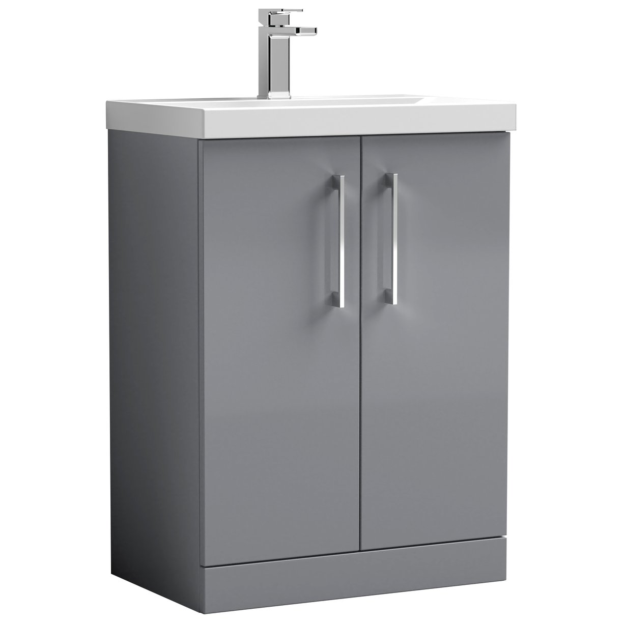 Arno 600mm Floor Standing 2-Door Vanity Unit & Thin-Edge Ceramic Basin