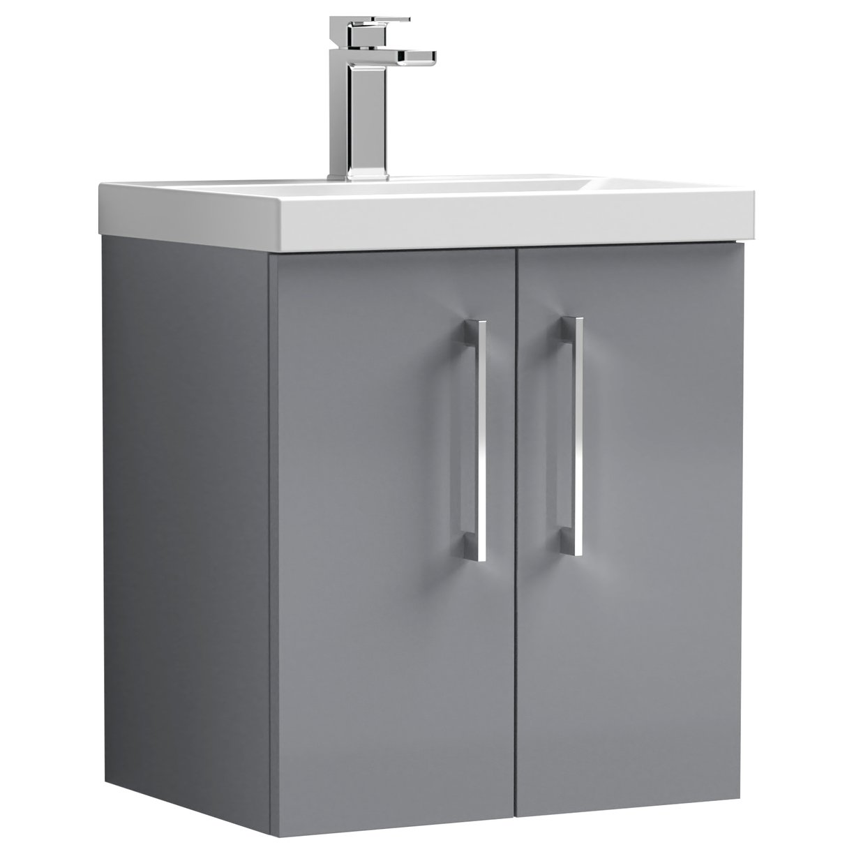 Arno 500mm Wall Hung 2-Door Vanity Unit & Thin-Edge Ceramic Basin
