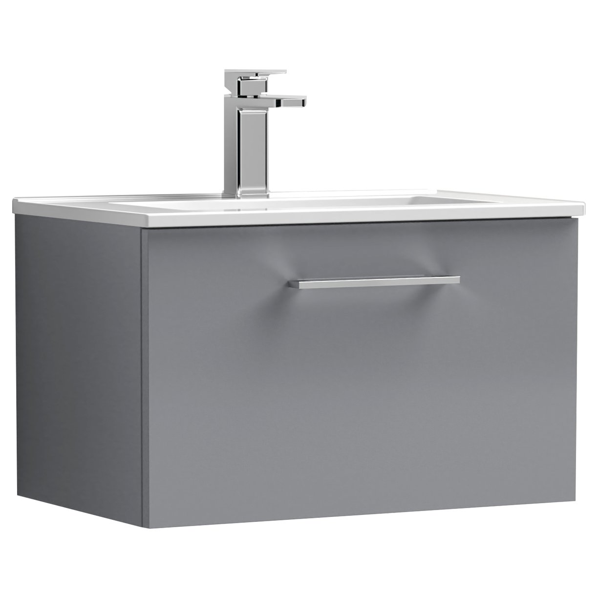 Arno 600mm Wall Hung 1-Drawer Vanity Unit & Minimalist Ceramic Basin