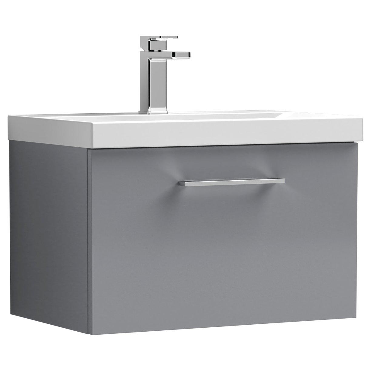 Arno 600mm Wall Hung 1-Drawer Vanity Unit & Thin-Edge Ceramic Basin