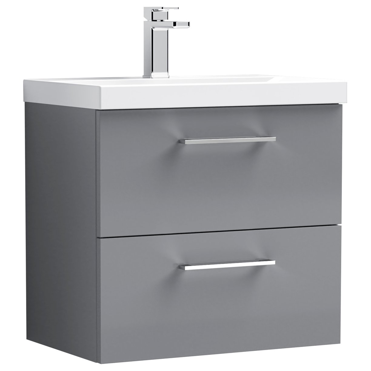 Arno 600mm Wall Hung 2-Drawer Vanity Unit & Mid-Edge Ceramic Basin