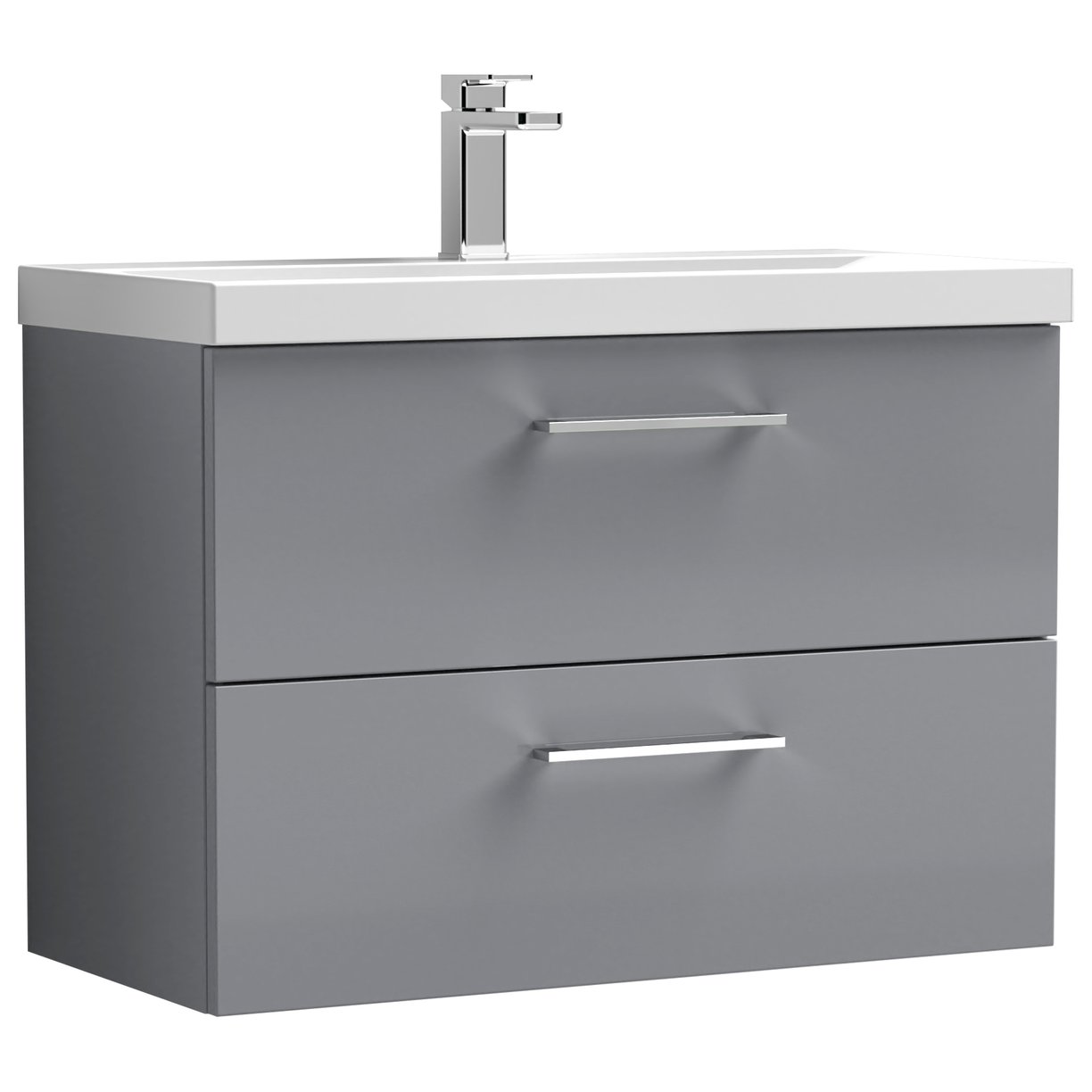 Arno 800mm Wall Hung 2-Drawer Vanity Unit & Mid-Edge Ceramic Basin