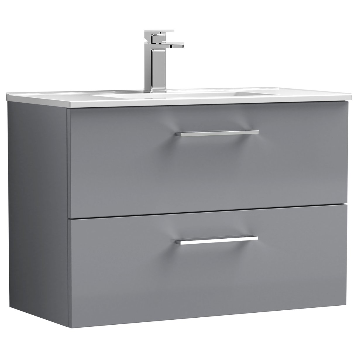 Arno 800mm Wall Hung 2-Drawer Vanity Unit & Minimalist Ceramic Basin