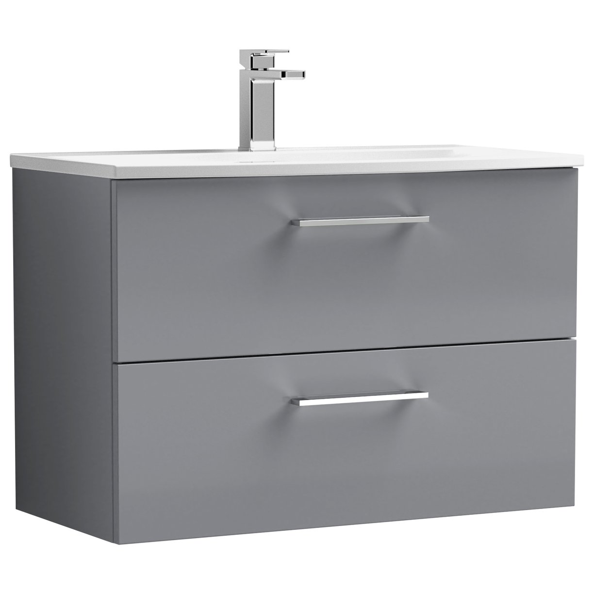 Arno 800mm Wall Hung 2-Drawer Vanity Unit & Curved Ceramic Basin