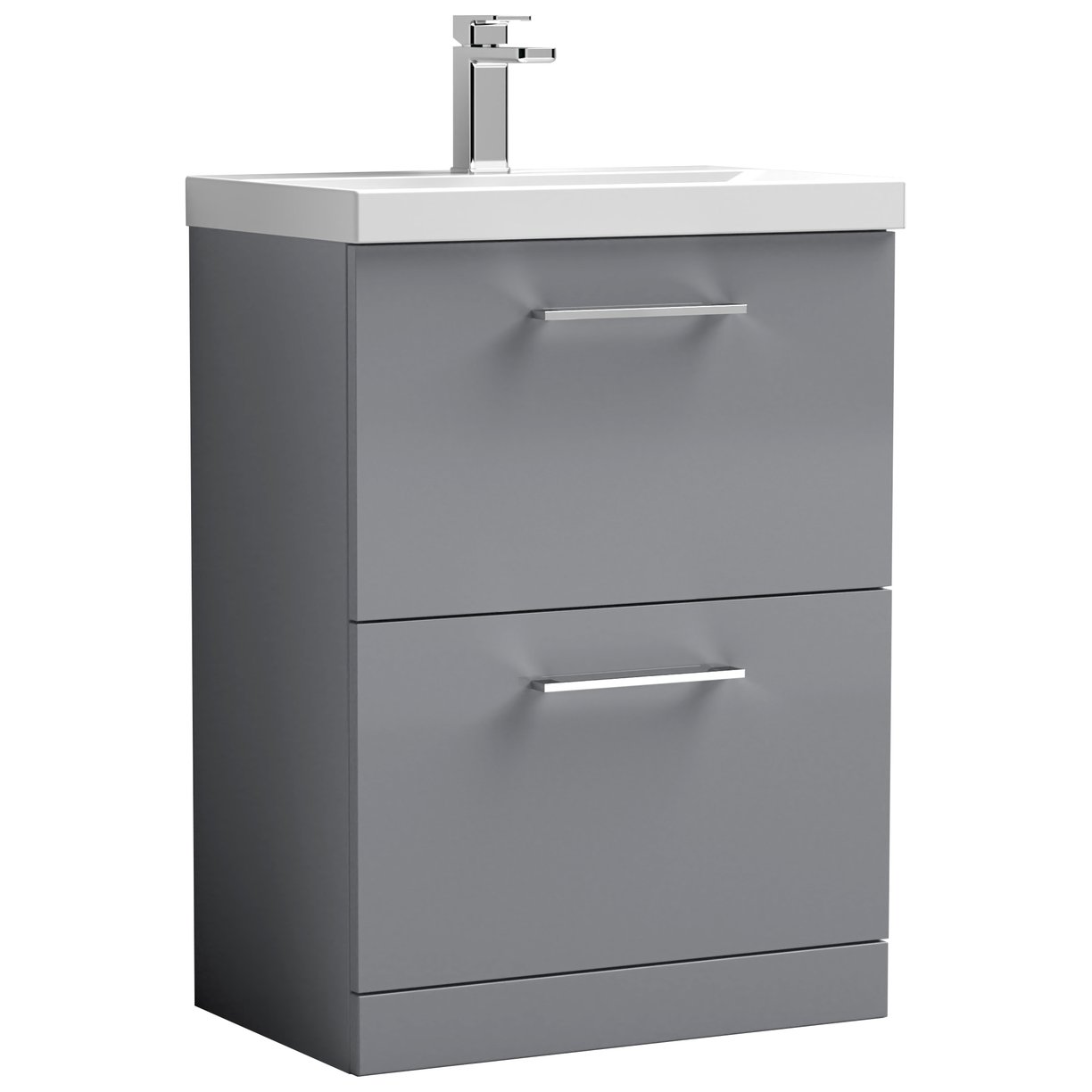 Arno 600mm Floor Standing 2-Drawer Vanity Unit & Mid-Edge Ceramic Basin
