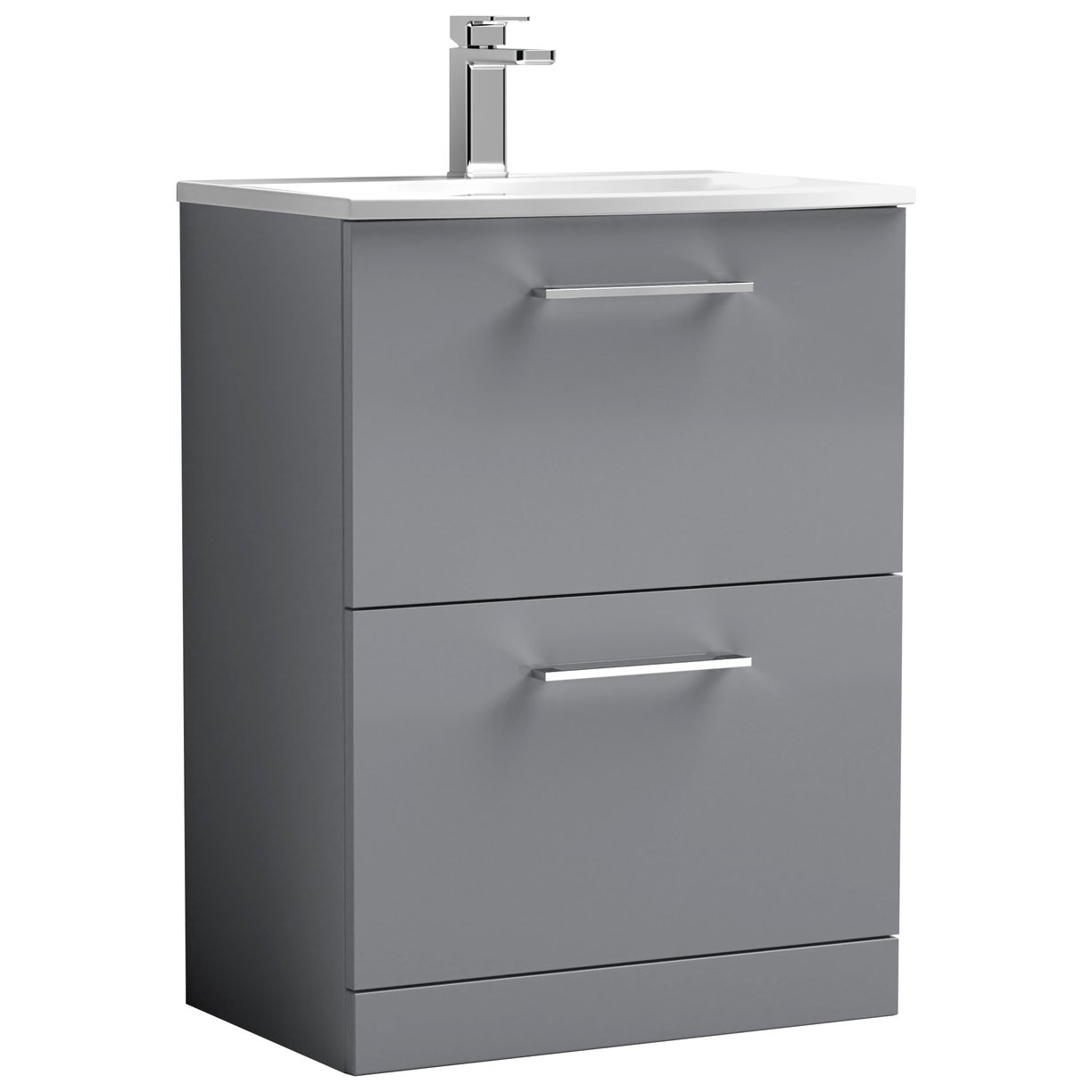 Arno 600mm Floor Standing 2-Drawer Vanity Unit & Curved Ceramic Basin