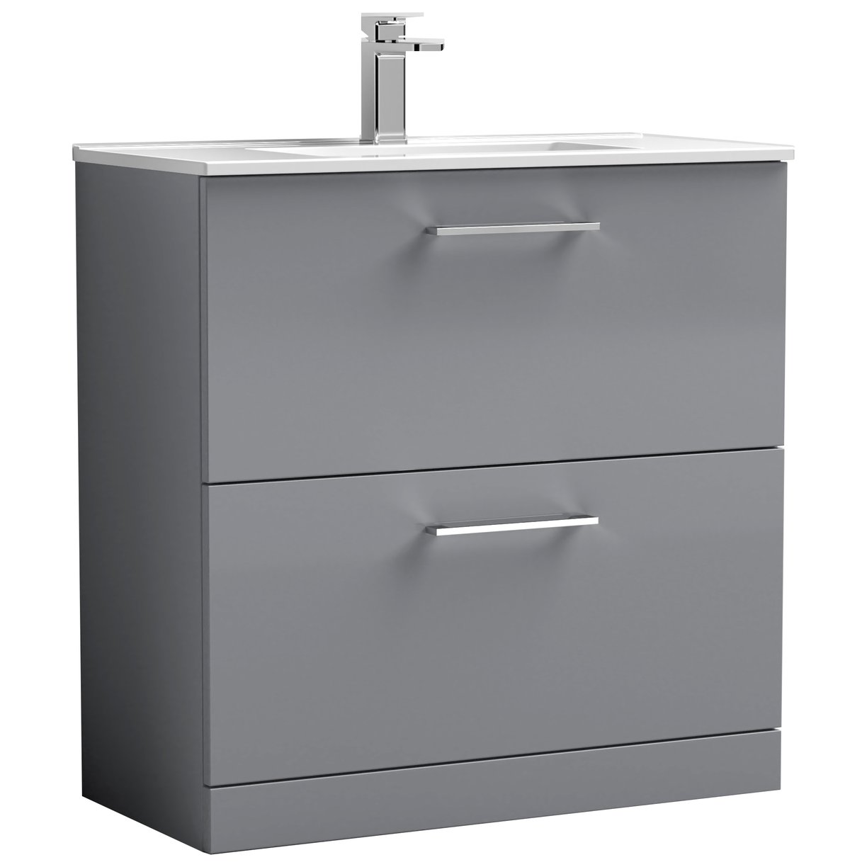 Arno 800mm Floor Standing 2-Drawer Vanity Unit & Minimalist Ceramic Basin