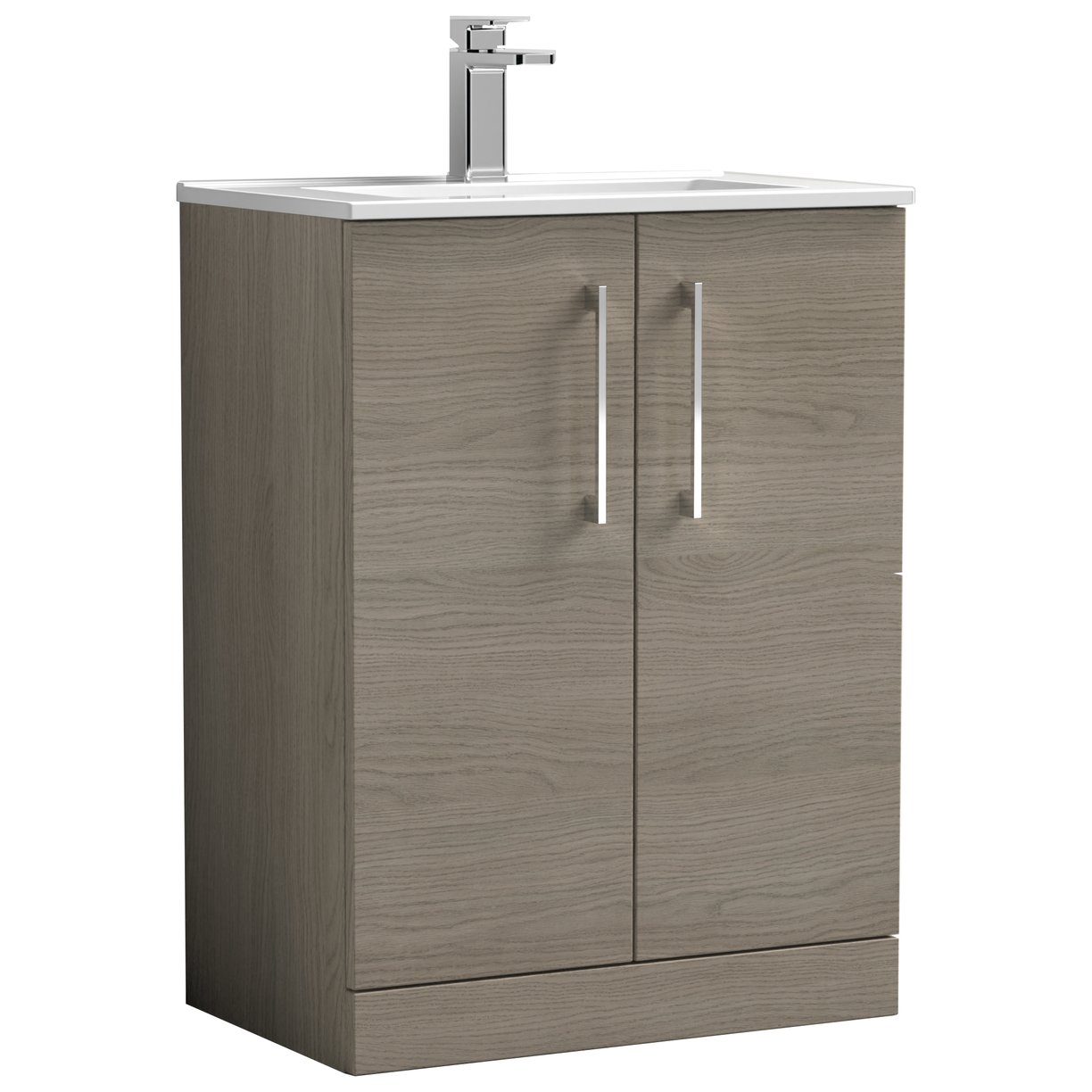 Arno 600mm Floor Standing 2-Door Vanity Unit & Minimalist Ceramic Basin