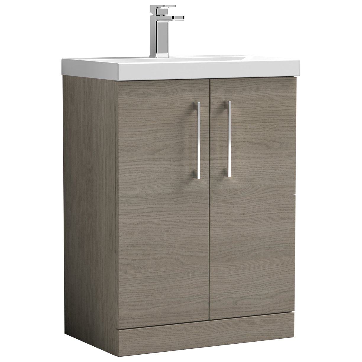 Arno 600mm Floor Standing 2-Door Vanity Unit & Thin-Edge Ceramic Basin