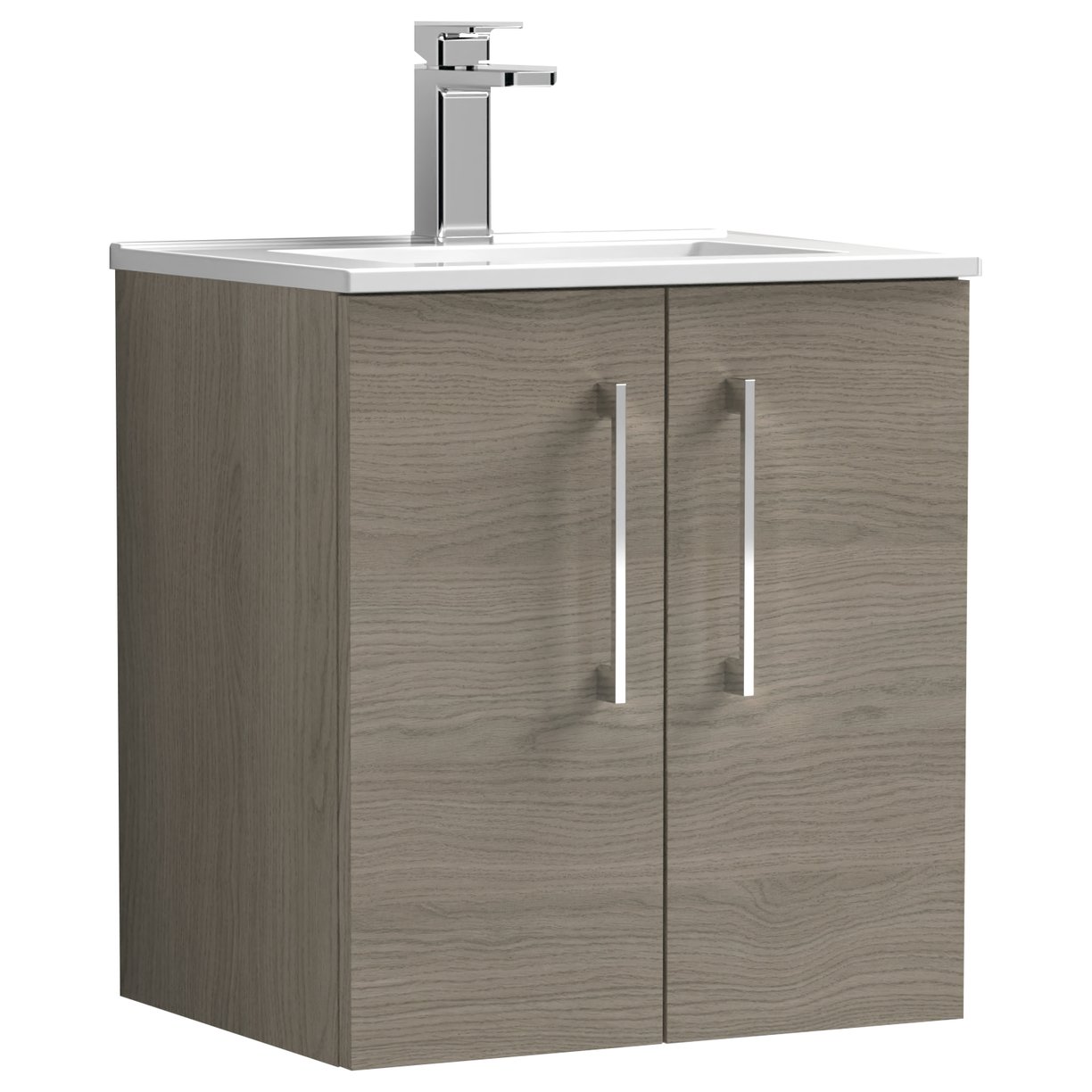 Arno 500mm Wall Hung 2-Door Vanity Unit & Minimalist Ceramic Basin