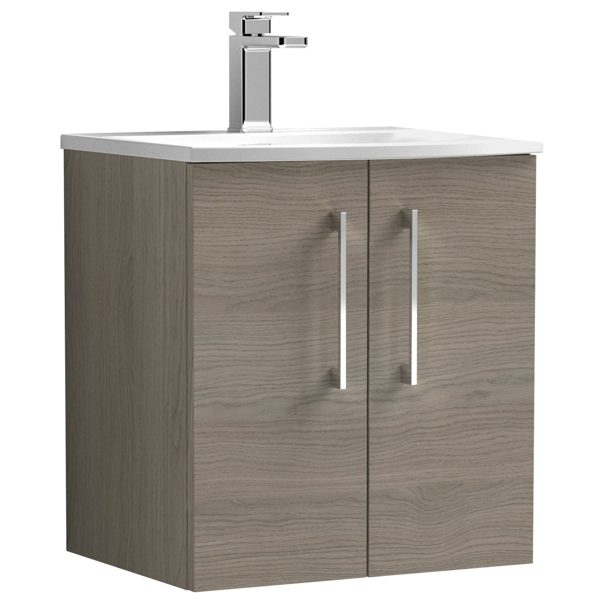Arno 500mm Wall Hung 2-Door Vanity Unit & Curved Ceramic Basin