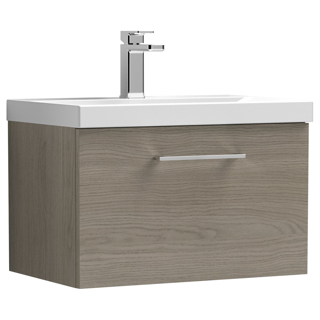 Arno 600mm Wall Hung 1-Drawer Vanity Unit & Mid-Edge Ceramic Basin