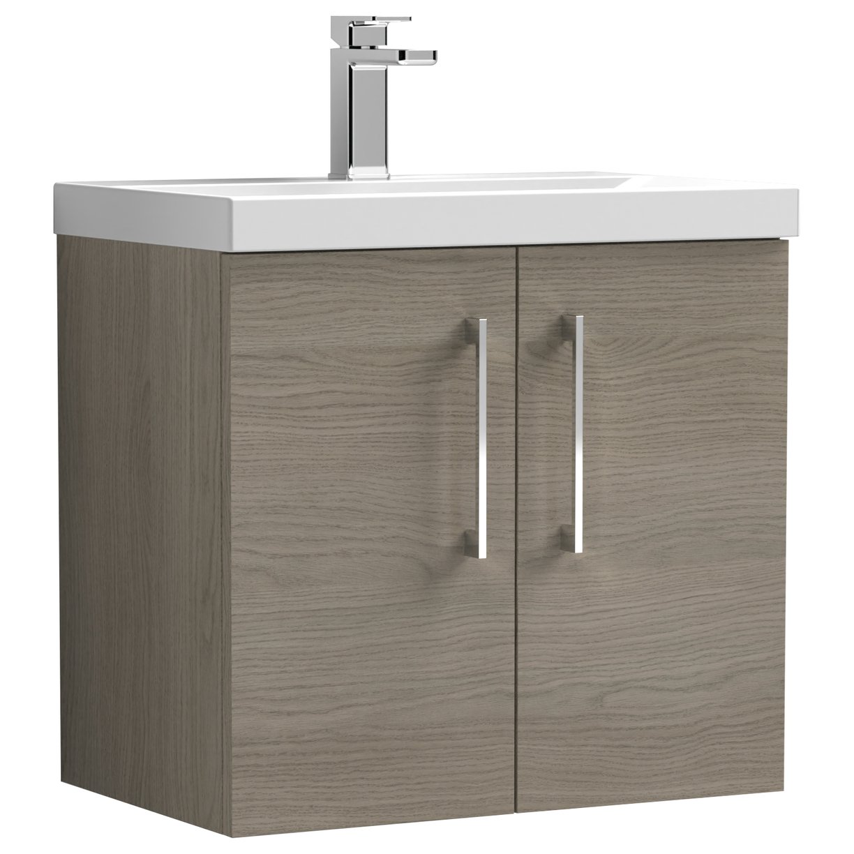 Arno 600mm Wall Hung 2-Door Vanity Unit & Thin-Edge Ceramic Basin