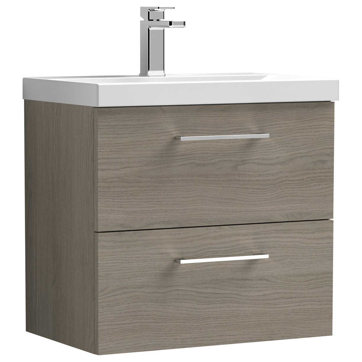Arno 600mm Wall Hung 2-Drawer Vanity Unit & Mid-Edge Ceramic Basin